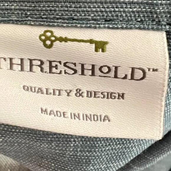 2 Threshold Blue 50W x 84L Rod Pocket Linen Curtains - Picture 3 of 3